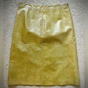 Classic Olive Leather Skirt